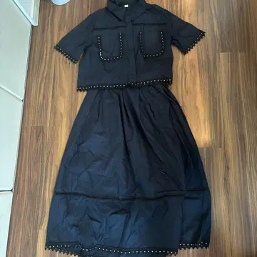 블랙 비즈 장식 셋업