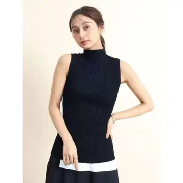 새상품 야마다야 페넬 fennel 슬리브리스 세미 터틀 리브 니트