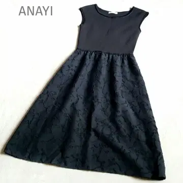 ANAYI 원피스 도킹 프렌치 소매 블랙 36 일본제