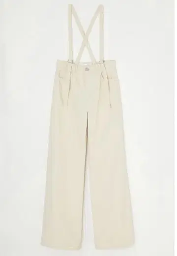 새상품급 moussy 서스펜더 와이드 플레어 데님 White 마우지