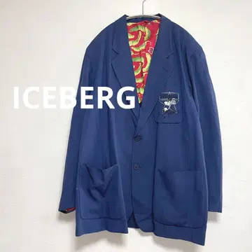 아이스버그 ICEBERG 가슴 자수 린넨 혼방 자켓 블루 남성용 54