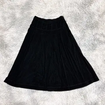 지니로 주디체 미디 스커트 S 블랙 검정 미디 기장 플레어 무지