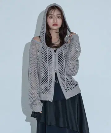 컷 아웃 메쉬 후디