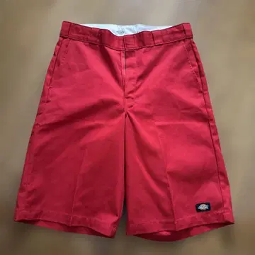 디키즈 레드 루즈핏 숏 팬츠 34