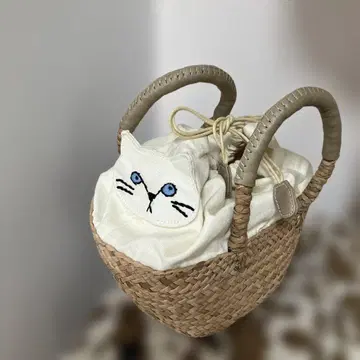 HAYNI 고양이 모티브 방칸 바스켓 백 Minetpanie