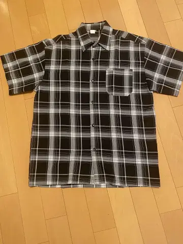 Caltop 반팔 셔츠 L 블랙 화이트 체크