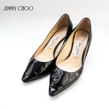 JIMMY CHOO 37 에나멜 펌프스 블랙 수납 가방 포함/CD10