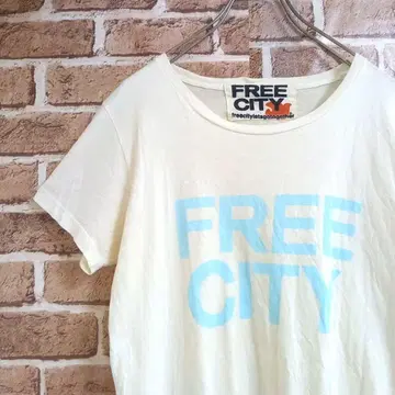 프리 시티 브랜드 로고 티셔츠 크림 FREE CITY 기무라 타쿠야