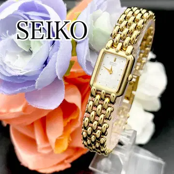 레어 작동 손목시계 SEIKO 세이코 골드 스퀘어 새상품 배터리 E48