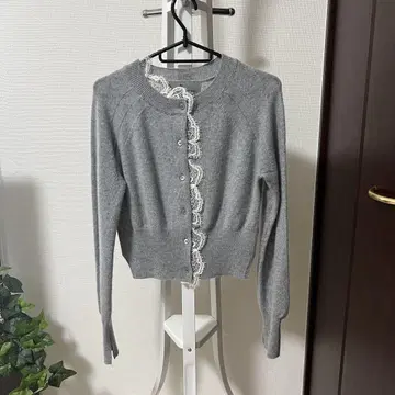Ermanno Scervino 레이스 프론트 가디건 그레이 새상품급