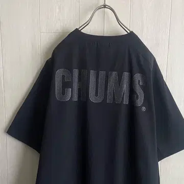 CHUMS 참스 자수 로고 뒷면 프린트 로고 나일론 반팔 티셔츠