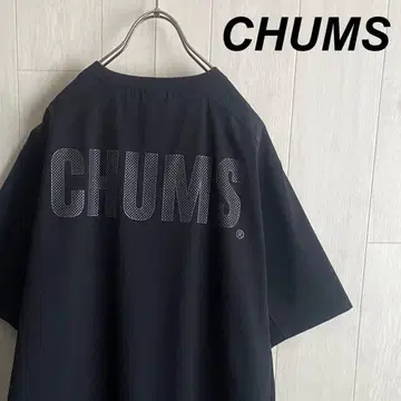 CHUMS 참스 자수 로고 뒷면 프린트 로고 나일론 반팔 티셔츠