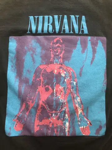 티셔츠 NIRVANA 싱글 스티치 USA제 락 티 블랙 검정