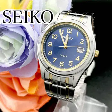 작동 손목시계 SEIKO 세이코 솔라 데이트 남성용 네이비 E49