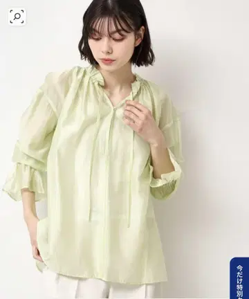 미사용 새상품 dessin [세탁 가능] 프릴 리본 블라우스