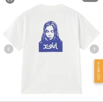 X-girl FACE S/S TEE M 화이트 미사용 새상품