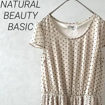 NATURAL BEAUTY BASIC 무릎 기장 원피스 플리츠 도트 무늬