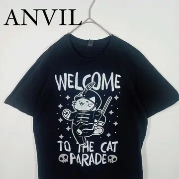 ANVIL 고양이 퍼레이드 티셔츠 블랙 M