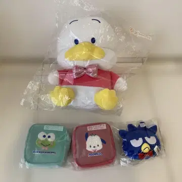산리오 제일복권 봉제 인형 오리 페클 파우치 2개 마스코트 1개