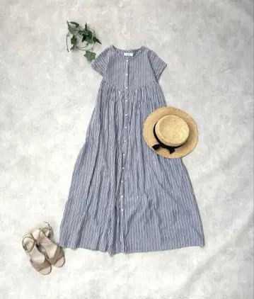 Sonny Label 인도산 코튼 도비 스트라이프 원피스 맥시