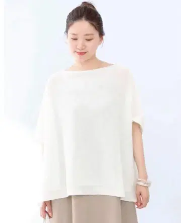 IENA 코튼 기마 판초 풀오버 화이트