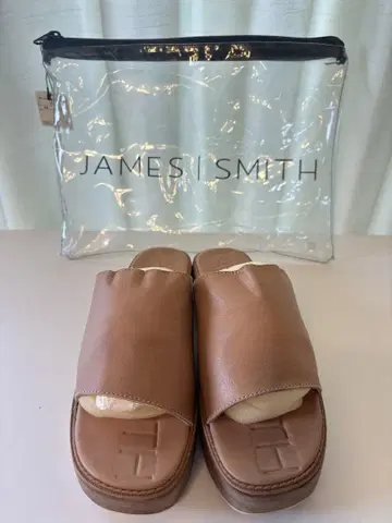 JAMES SMITH 브라운 슬라이드 샌들 미사용 택 포함