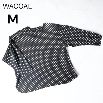 WACOAL 긴팔 블라우스 풀다운 티셔츠 도트 무늬 여성용 M 사이즈