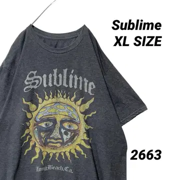Sublime 밴드 티셔츠 XL 태양 프린트 블랙