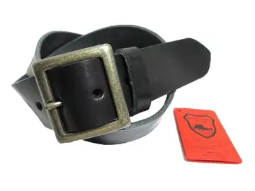 도치기 가죽 벨트 (블랙) 앤티크 골드 도금 버클 40mm 폭 통가죽