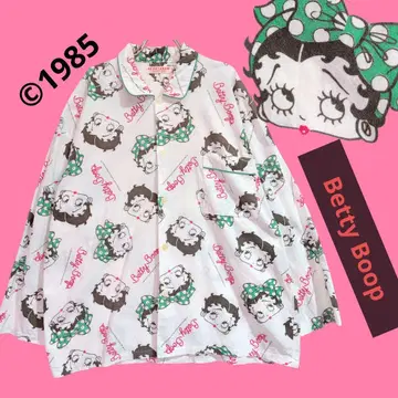 BettyBoop/베티짱/긴팔 셔츠/올 패턴/도트/구제 의류/파자마 셔츠