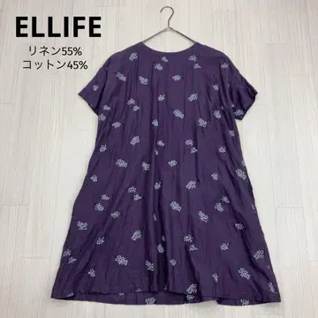 ELLIFE 엘리페 자수 코튼 린넨 반팔 튜닉 원피스 F