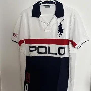 POLO P-15 피케 셔츠 화이트/네이비/레드