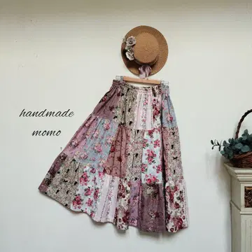 handmade 패치워크 티어드 스커트 free