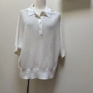 새상품 저널 스탠다드 레사주 화이트 메쉬 폴로 셔츠 반소매