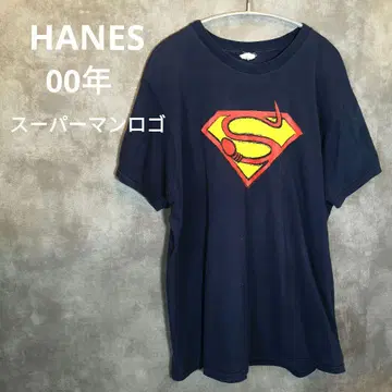 Hanes 슈퍼맨 로고 티셔츠 네이비 00년 구제 의류