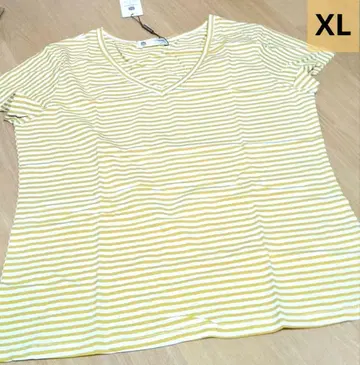 보더 무늬 티셔츠 V 넥 컷 티셔츠 여름 XL