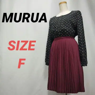 MURUA 무루아 도킹 원피스 도트 무늬 플리츠 스커트