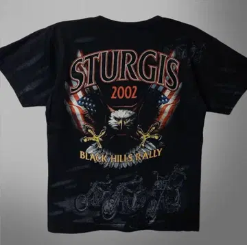 00s STURGIS 이글 울프 디자인 바이커 티셔츠 블랙 L 상당