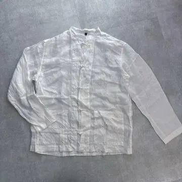 새상품급 무인양품 린넨 차이나 셔츠 긴팔 L-XL 화이트 남성용