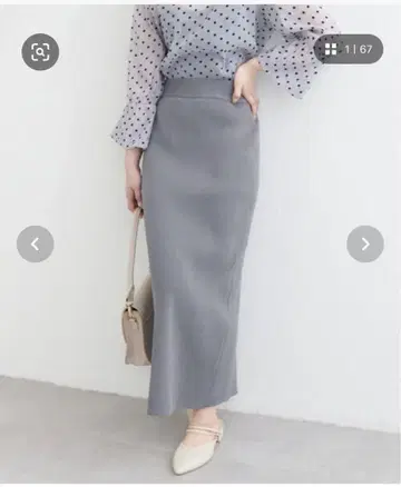 웹 한정 / [쁘띠 나츄] 슬릿이 들어간 가는 리브 니트 타이트 스커트