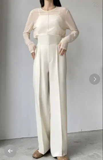 louere 아이보리 하이웨스트 와이드 팬츠
