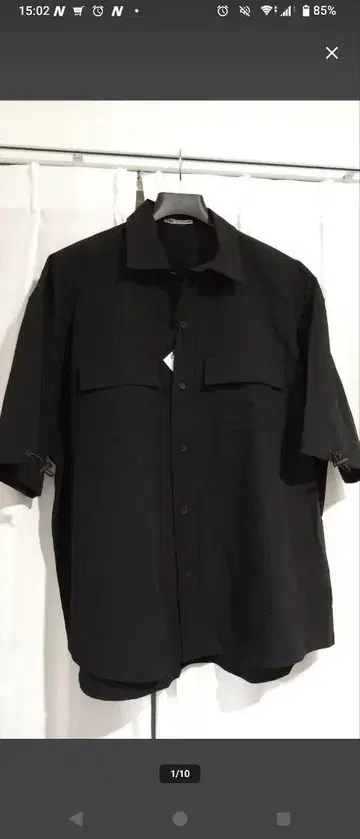 ZARA 자라 나일론 반팔 셔츠 L 사이즈 블랙 미사용 보관품