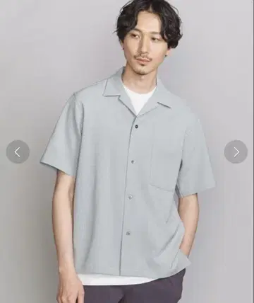 린넨 터치 오픈 카라 릴랙스 레귤러 셔츠 M 라이트 블루
