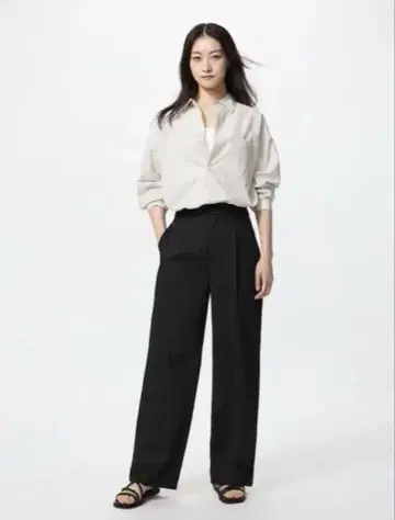 유니클로 턱 와이드 팬츠/긴 길이