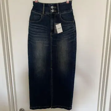 AZUL by moussy 하이 웨스트 슬릿 데님 스커트