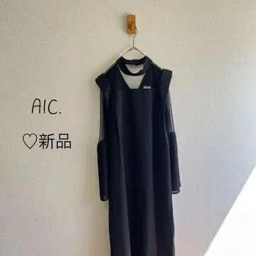 AIC. 플리츠 플레어 쓰리 슬리브 롱 드레스 K84