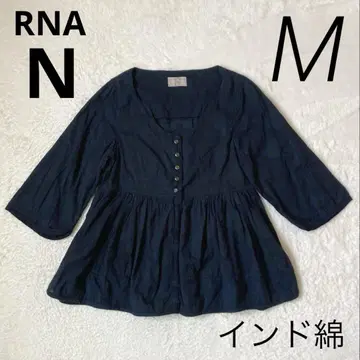 R.N.A. 긴팔 셔츠 긴팔 블라우스 코튼 인도 면 M 네이비