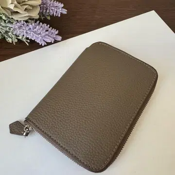 천연 가죽 라운드 지퍼 지갑 브라운 새상품 고급 천연 가죽 미니 지갑