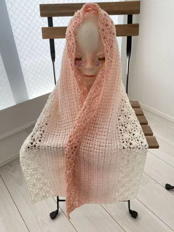 꽃 무늬 시스루 스톨 숄 원더 코튼 유자와야 니트 털실