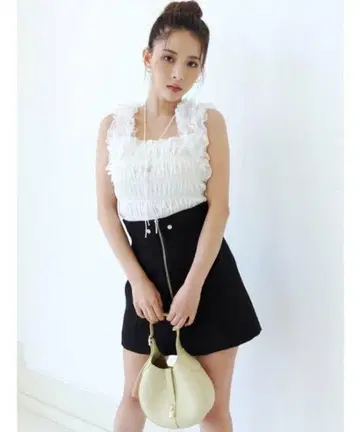snidel 숄더 셔링 튤
